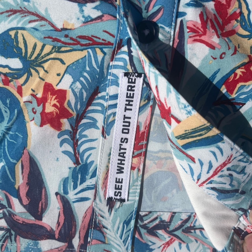 Costa Del Mar men’s tropical print short sleeve button up hybrid shirt size S - Picture 4 of 7